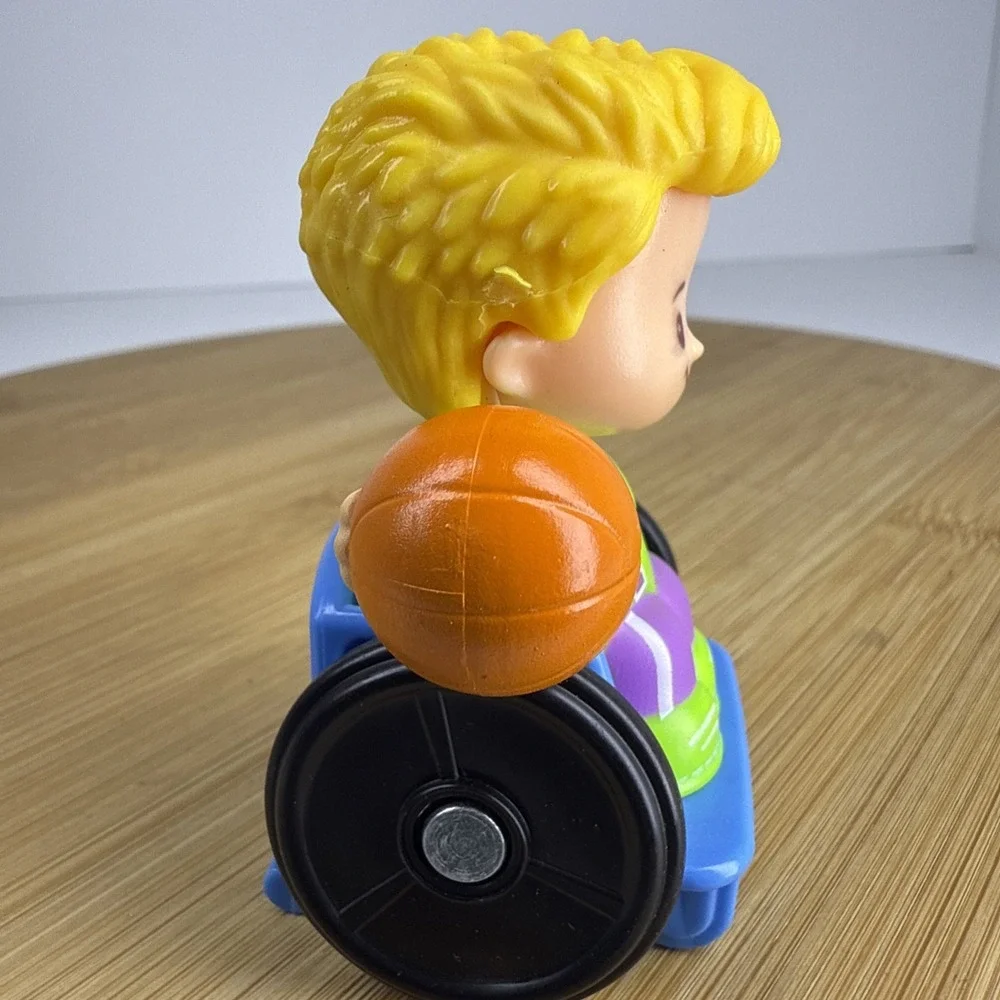 Fisher Price Little People Blonde Boy in Wheelchair Basketball School Bus Figure
